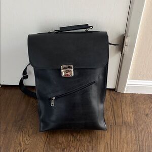 Full Leather Black Leather Unisex Backpack (Handmade in Chile)